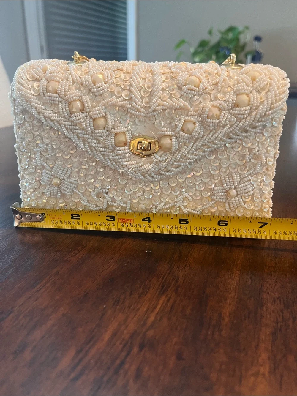Beaded Ivory Pearl Evening Bag and Coin Purse Set